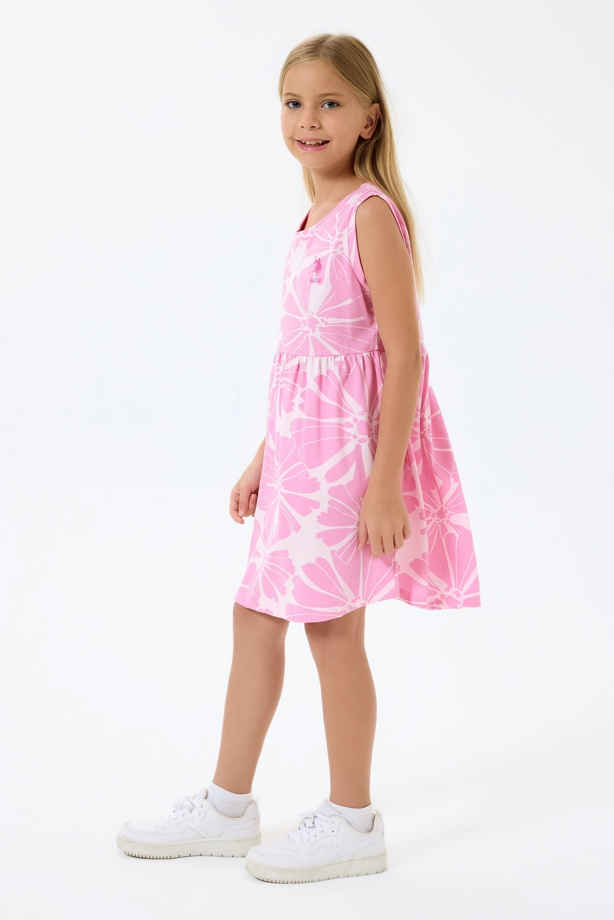 US2508 Kız Çocuk Kolsuz Elbise-Pembe