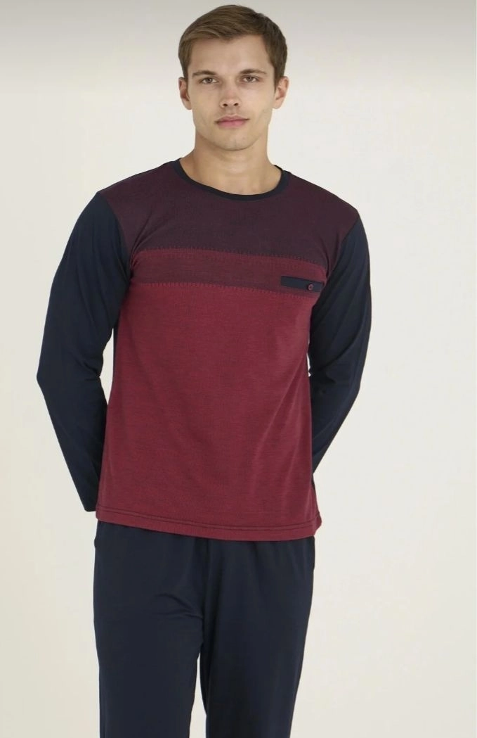 Uzun Kollu Erkek Pijama Takımı-Bordo
